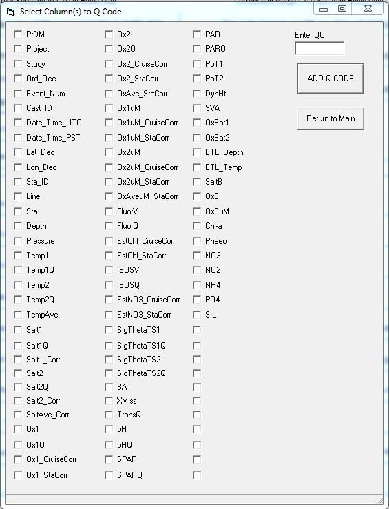 Q Code Column Selector